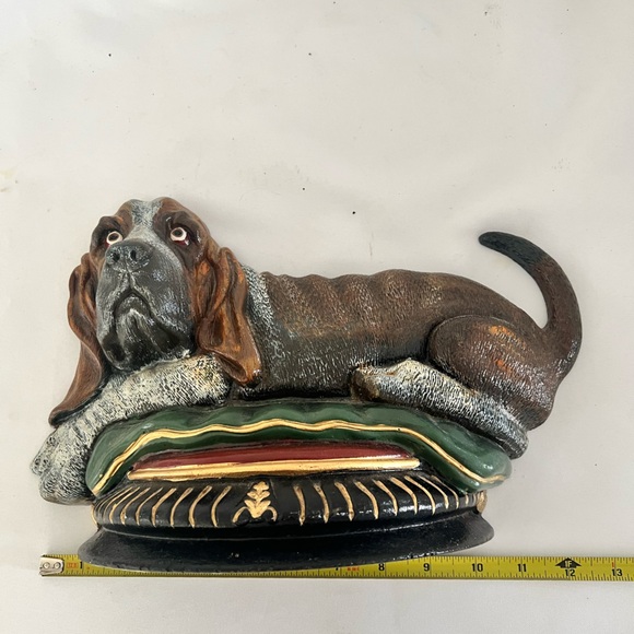 Vintage Bassett Hound Dog Cast Iron Large Doorstop upper deck Vintage Hand Paint - Picture 7 of 14